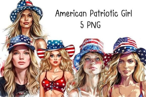 American Patriotic Girl Watercolor: A Design Asset with Character