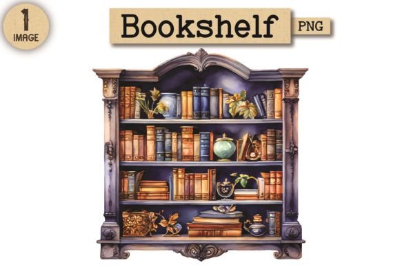 Bookshelf Watercolor Clipart PNG 11 Design Guide