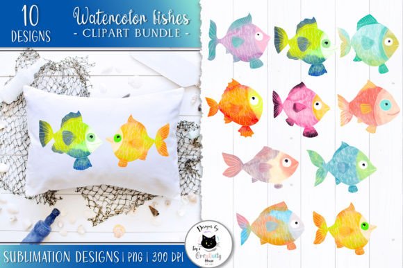 Cute Watercolor Fish Clipart