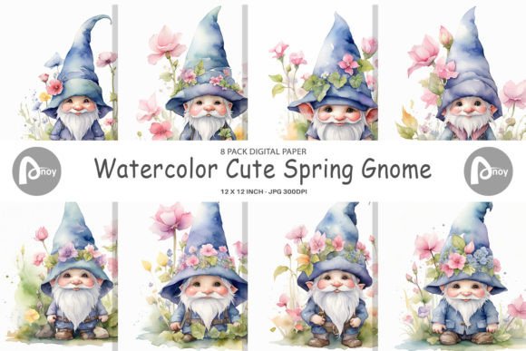 Digital Paper Watercolor Spring Gnome: A Whimsical Display Font