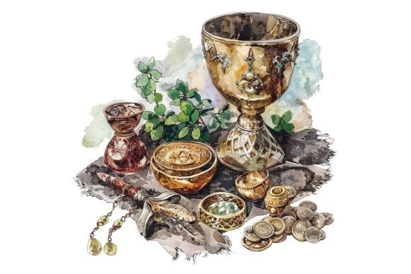 Jewelry Still Life Watercolor PNG: Artful Typography