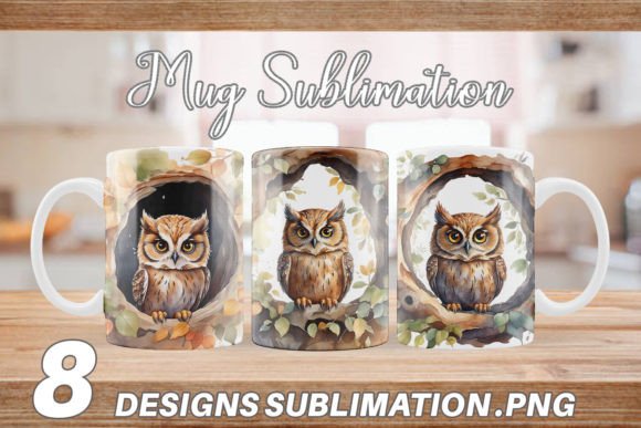 Mug Wrap Watercolor Owl: A Playful Display Font