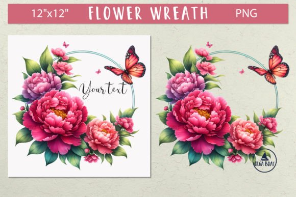 Peony Wreath Png Watercolor Floral Frame for Design