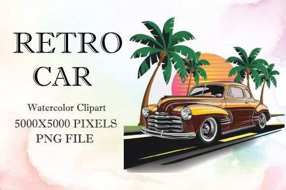 Retro Car Watercolor Clipart 19: A Display Font with Vintage Soul
