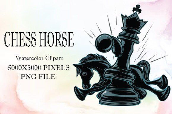 The Art of Strategy: Using Chess Horse Watercolor Clipart 5