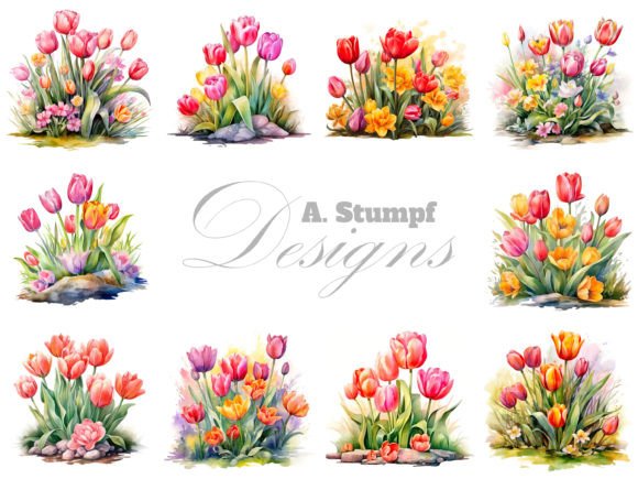 Tulip Clipart Flower Watercolor Set for Creatives