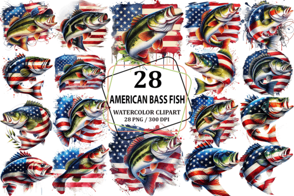 Watercolor American Bass Fish Clipart for Creative Projects