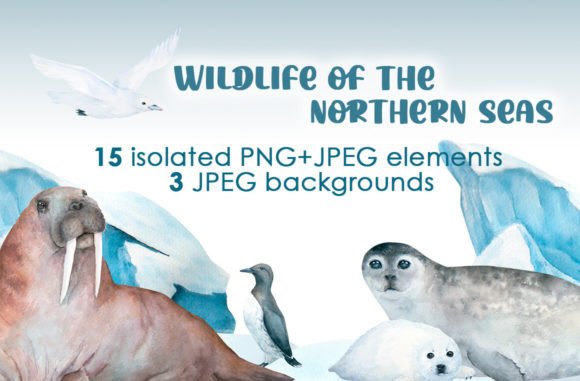 Watercolor Arctic Animals Clipart for Creative Projects