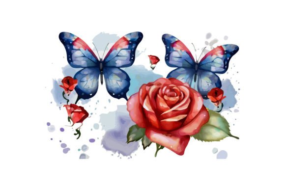 Watercolor Butterfly Rose for Modern Branding