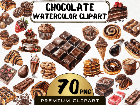 Watercolor Chocolate Clipart for Designers