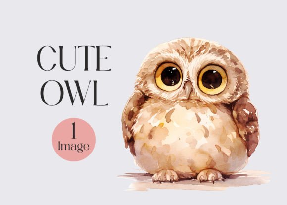 Watercolor Cute Owl Clipart for Design and Branding