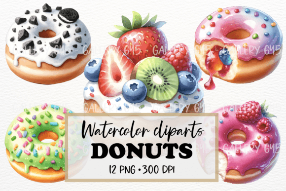Watercolor Donut Clipart for Creative Projects