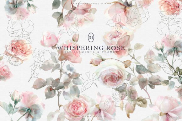 Watercolor Floral Clipart - Soft Flowers