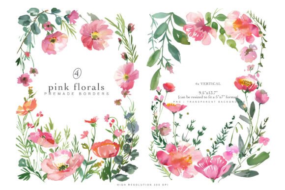 Watercolor Flowers Frames for Modern Design