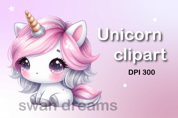 Watercolor Glitter Baby Unicorn Clipart for Charming Brand Design