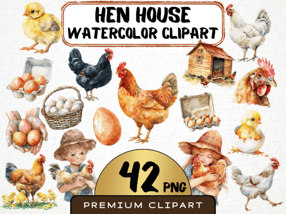 Watercolor Hen House Clipart: A Creative Asset for Designers and Entrepreneurs