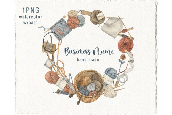 Watercolor Knitting Wreath