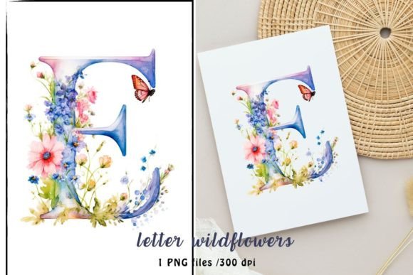 Watercolor Letter E from Wildflowers: A Designer's Asset Guide