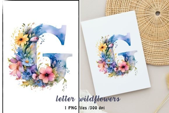Watercolor Letter G from Wildflowers