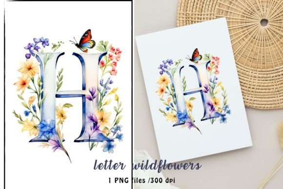 Watercolor Letter H from Wildflowers: A Designer's Guide