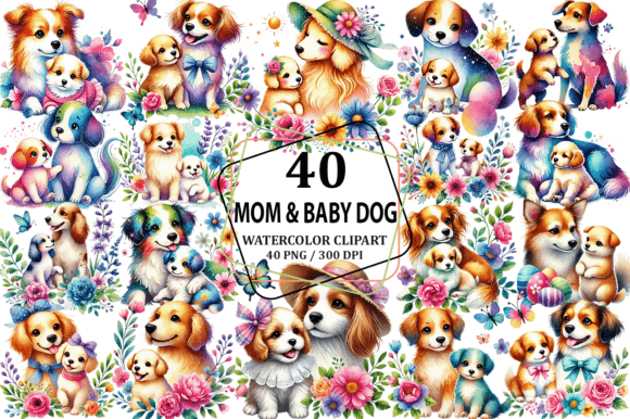 Watercolor Mom Baby Dog Clipart Design: A Gentle Visual Style for Real Brand Storytelling