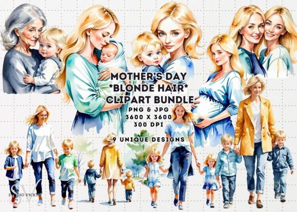 Watercolor Mother’s Day Clipart – Blonde