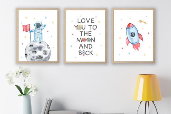 Watercolor Space Nursery Wall Art for Gentle Dreamers