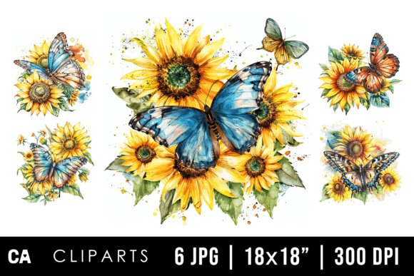 Watercolor Sunflower Butterfly Clipart Design Guide