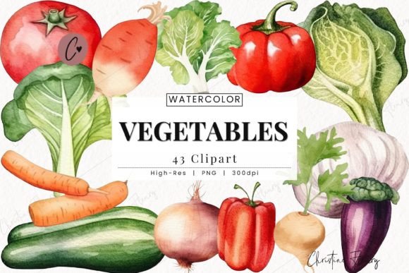 Watercolor Vegetables Clipart for Modern Design